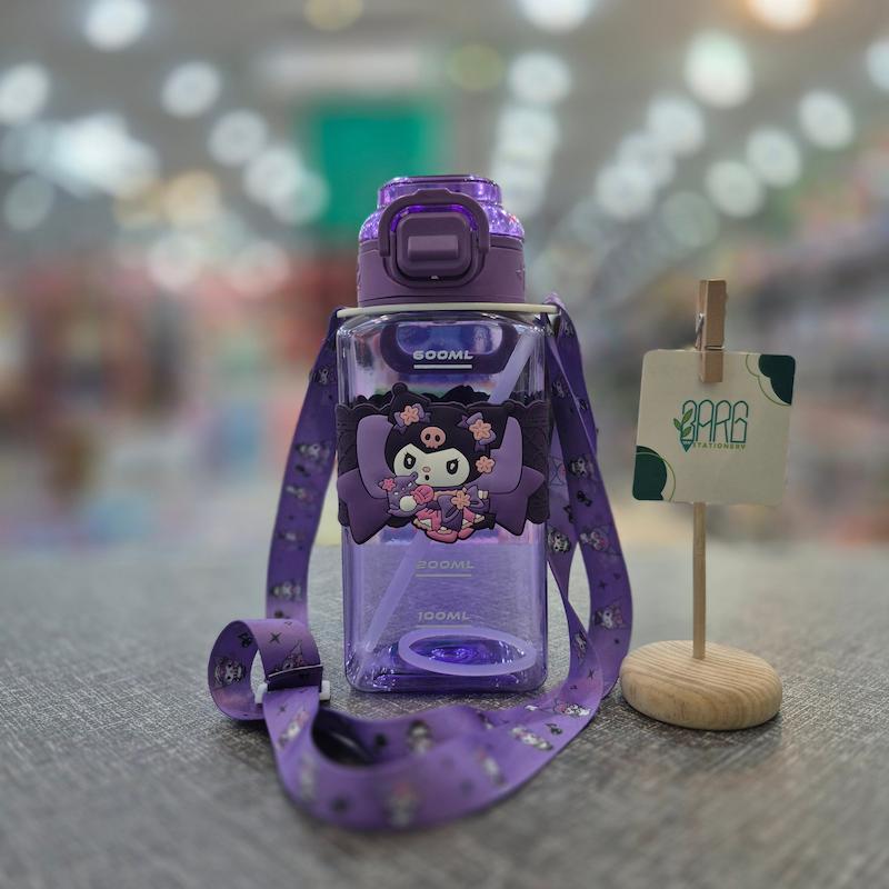 بطری نی دار 600میل دورچرم کرومی 