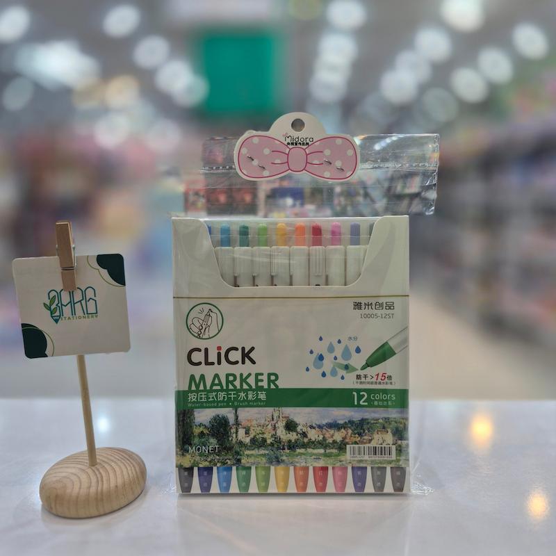 روان نویس 12رنگ نوک نمدی کلیک مارکر 10005