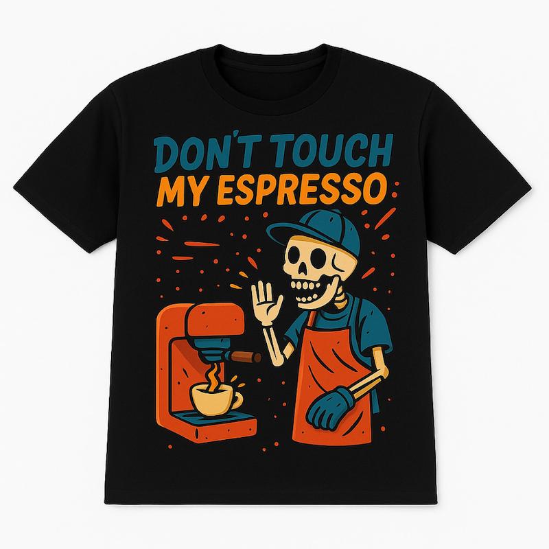 تیشرت باریستایار طرح Don’t Touch My Espresso موجود در باریستایار