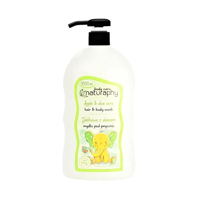 شامپو بچه سر و بدن با رایحه بلوبری و آلوئه ورا و توت فرنگی حجم 1000میل ناتروفی naturaphy