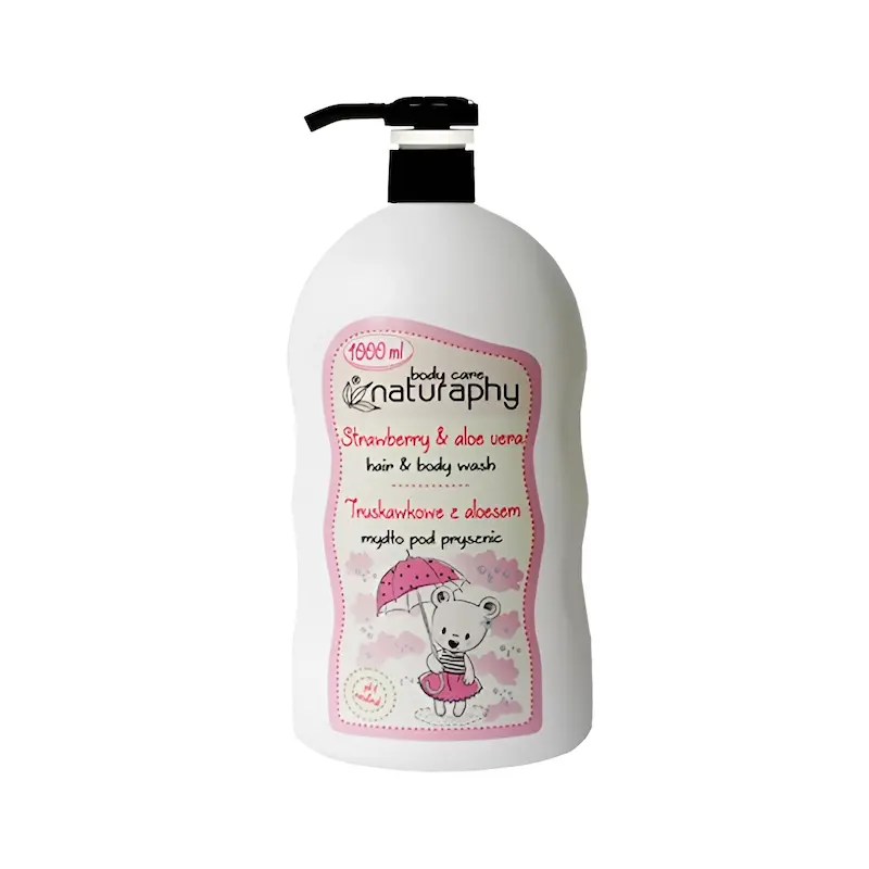شامپو بچه سر و بدن با رایحه بلوبری و آلوئه ورا و توت فرنگی حجم 1000میل ناتروفی naturaphy