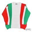 پلیور بافت سه‌رنگ مردانه – استایل جسور و خاص بازارل Tricolor Knit Sweater – Bold & Unique Men’s Streetwear by BAZARÈLL