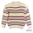 پلیور شیری راه‌راه قرمز و سبز – استایل کلاسیک مدرن بازارل | Milky Striped Knit Sweater – Red & Green Street Classic by BAZARÈLL
