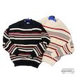 پلیور مشکی راه‌راه کرم و قرمز – استایل کلاسیک مدرن بازارل | Black Striped Knit Sweater – Cream & Red Street Classic by BAZARÈLL