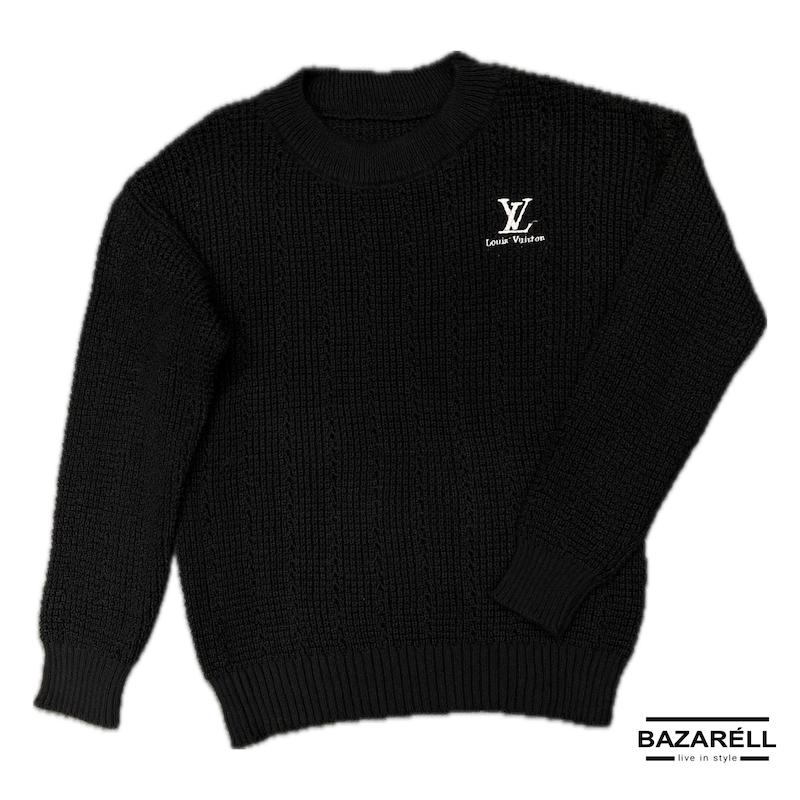 پلیور مشکی بافت لوکس با لوگوی LV | Louis Vuitton black Knit Sweater