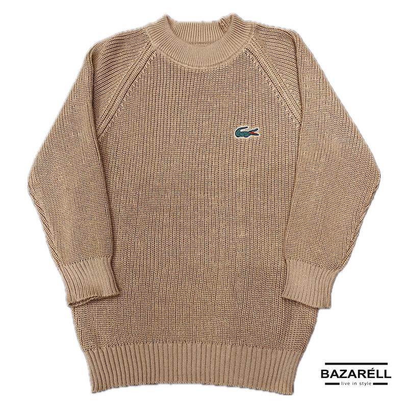 پلیور مردانه بژ برند LACOSTE Edition | BAZARÈLL Men’s beige Knit Sweater | BAZARÈLL Lacoste Edition