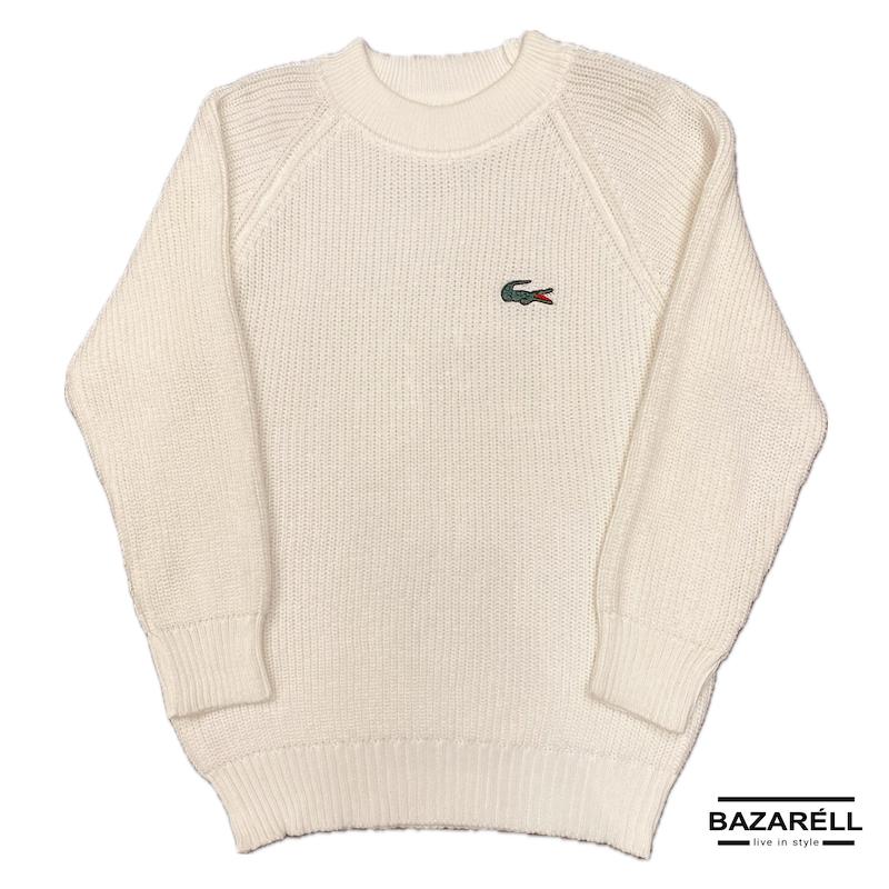 پلیور مردانه سفید برند LACOSTE Edition | BAZARÈLL Men’s white Knit Sweater | BAZARÈLL Lacoste Edition