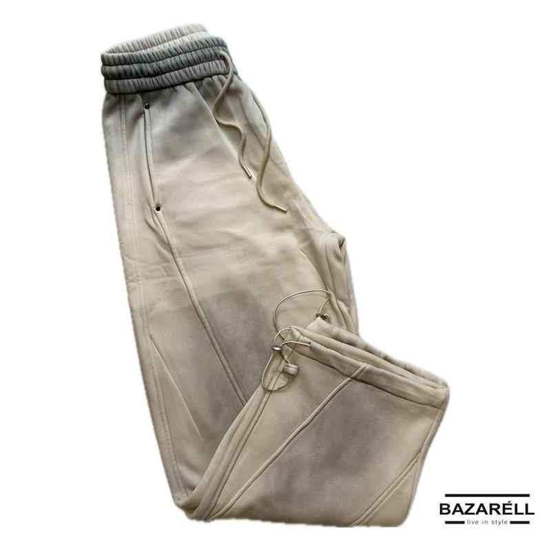 شلوار اسلش جاگر کرم افکت‌دار مردانه با کمر کشی و بند ضخیم | استایل مینیمال و اسپرت از برند بازارل | BAZARELL Cream Textured Jogger Pants for Men | Minimal Streetwear Style with Thick Drawstring