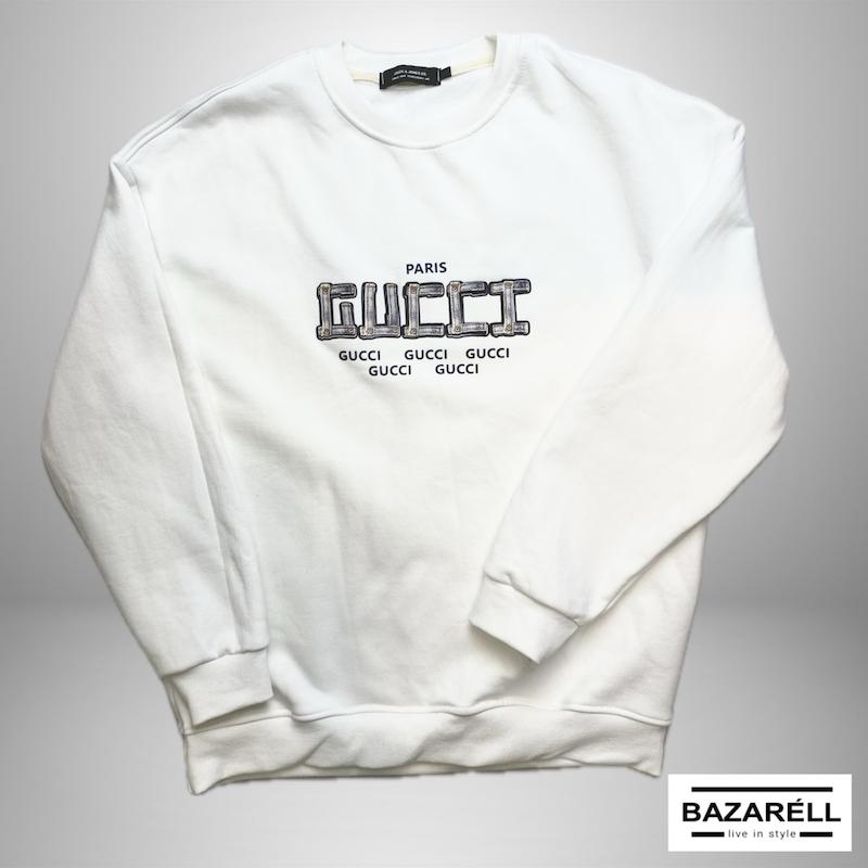 هودی سفید لاکچری بازارل مدل GUCCI Paris | ترکیب استایل خیابانی و مدرن با کیفیت ممتاز ‏Bazaréll GUCCI Paris Luxury White Hoodie | Modern Streetwear Elegance in Premium Fleece
