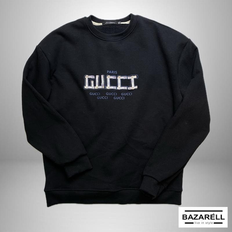 هودی مشکی لاکچری بازارل مدل GUCCI Paris | ترکیب استایل خیابانی و مدرن با کیفیت ممتاز Bazaréll GUCCI Paris Luxury Black Hoodie | Modern Streetwear Elegance in Premium Fleece