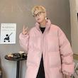 کاپشن پفی چرمی صورتی روشن اورسایز زنانه و مردانه مدل مینیمال زمستانی BAZARELL Light Pink Oversized Puffer Jacket Unisex Minimal Winter Style – BAZARELL