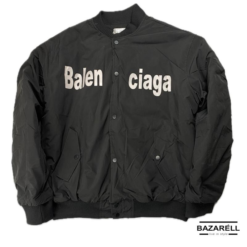 کاپشن بامبر مشکی طرح Balenciaga پشت‌نویس‌دار Balenciaga black Bomber Jacket with Back Print Design