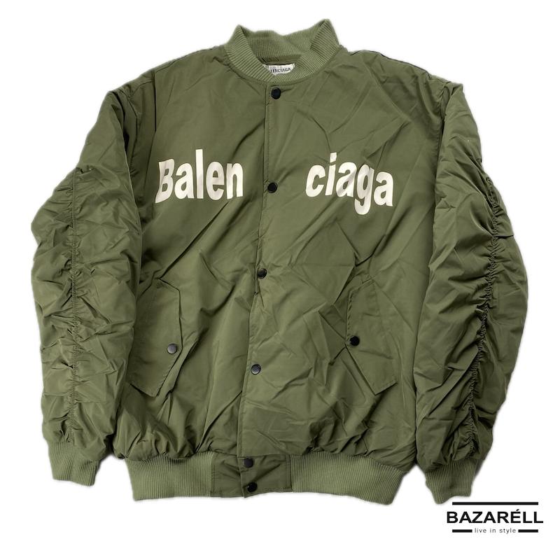 کاپشن بامبر سبز ارتشی طرح Balenciaga پشت‌نویس‌دار Balenciaga Army green Bomber Jacket with Back Print Design