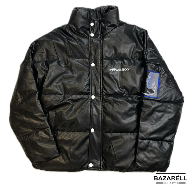 کاپشن پفی چرمی مشکی مدل Noir Street | کاپشن استریت‌استایل لوکس مردانه و زنانه Noir Street Black Leather Puffer Jacket | Unisex Luxury Street Style