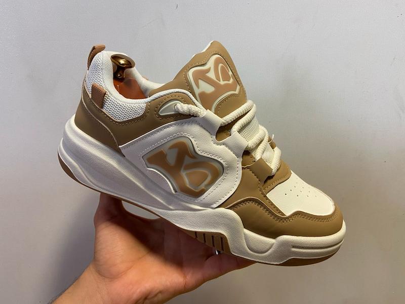 کتونی استریت‌استایل لاکچری بازارِل مدل B-Luxe رنگ کرمی–شیری | Chunky Streetwear Sneaker B-Luxe | Cream Beige Edition