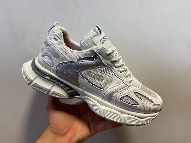 کتونی ورزشی مردانه مدل 25.67 رنگ سفید-نقره‌ای | Bazarell Men’s Sport Sneakers Model 25.67 – White/Silver