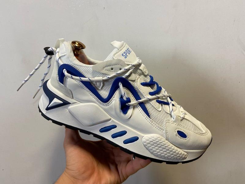 کتونی اسپرت چانکی مردانه و زنانه بازارل مدل AeroFlex سفید–آبی | BAZARELL AeroFlex Sport chunky Sneakers White–Blue