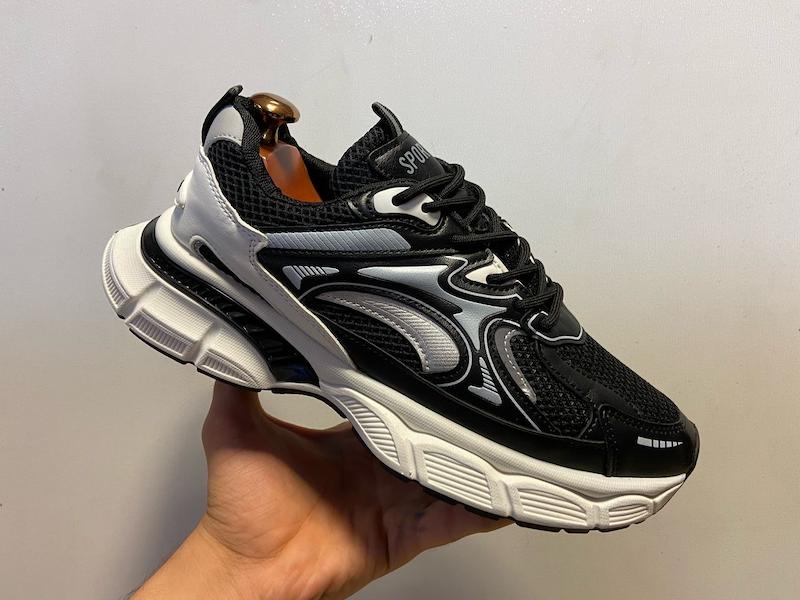 کتونی مردانه رانینگ AeroCurve Runner اسپرت مشکی سفید با رویه مش مشکی و تزیینات نقره‌ای، زیره EVA حجیم مناسب پیاده‌روی و دویدن – کتانی اسپرت مردانه بازارل