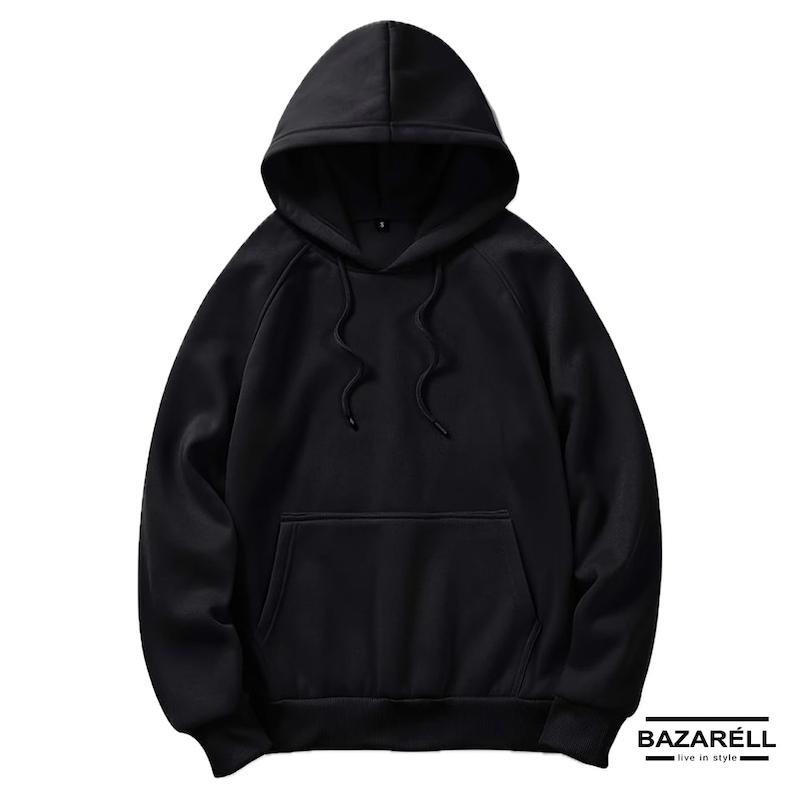 هودی مردانه مشکی دورس با جیب کانگورو بازارل — کلاه‌دار و ضخیم