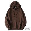 هودی مردانه زنانه قهوه‌ای تیره، ضخیم، کلاه‌دار، دارای جیب کانگورویی، مناسب استایل روزمره و پاییزی.