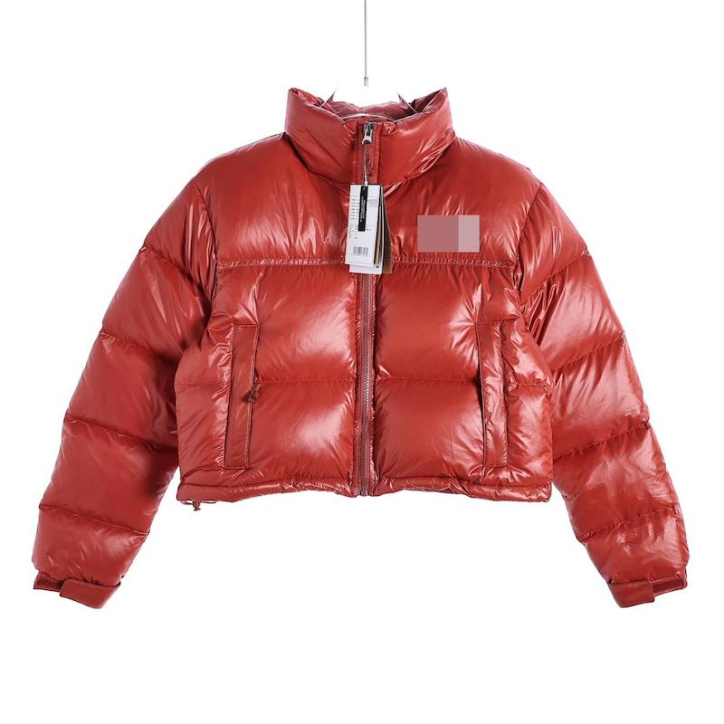 کاپشن پافر براق کوتاه زنانه آستر پَر طبیعی طرح نورس فیس، بازارل