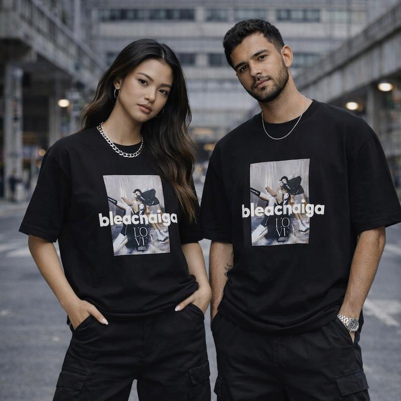 	استایل خیابانی تیشرت چاپ گرافیکی مردانه و زنانه مشکی بازارل BAZARELL