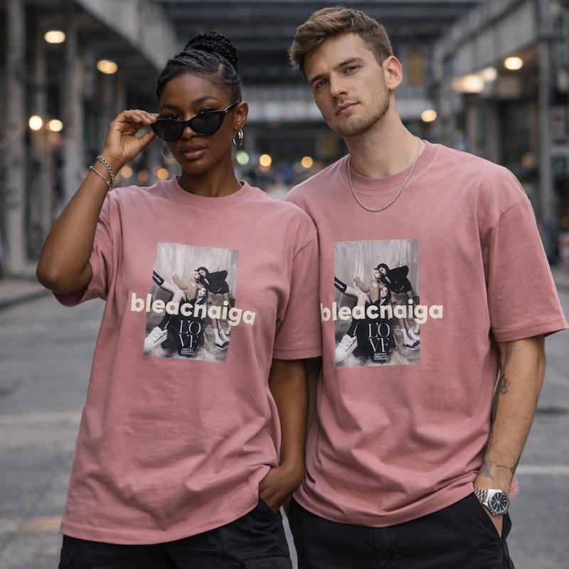 	تیشرت گرافیکی مردانه و زنانه مدل Bleach Love رنگ صورتی چرک برند بازارل
