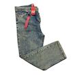 شلوار جین مردانه راسته-بگ سنگشور سبز‌آبی ابر و بادی BAZARELL | Men’s Straight-Baggy Washed Army Green Denim Jeans