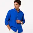 پیراهن مردانه آبی کاربنی اولدمانی لایوسل یقه دکمه‌دار BAZARELL | BAZARELL Men’s Royal Blue Lyocell Button-Down Shirt