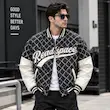 کاپشن بامبر مشکی Realspace با آستین سفید و طرح خاص ورزشی Realspace Black & White Varsity Bomber Jacket – Unisex Streetwear