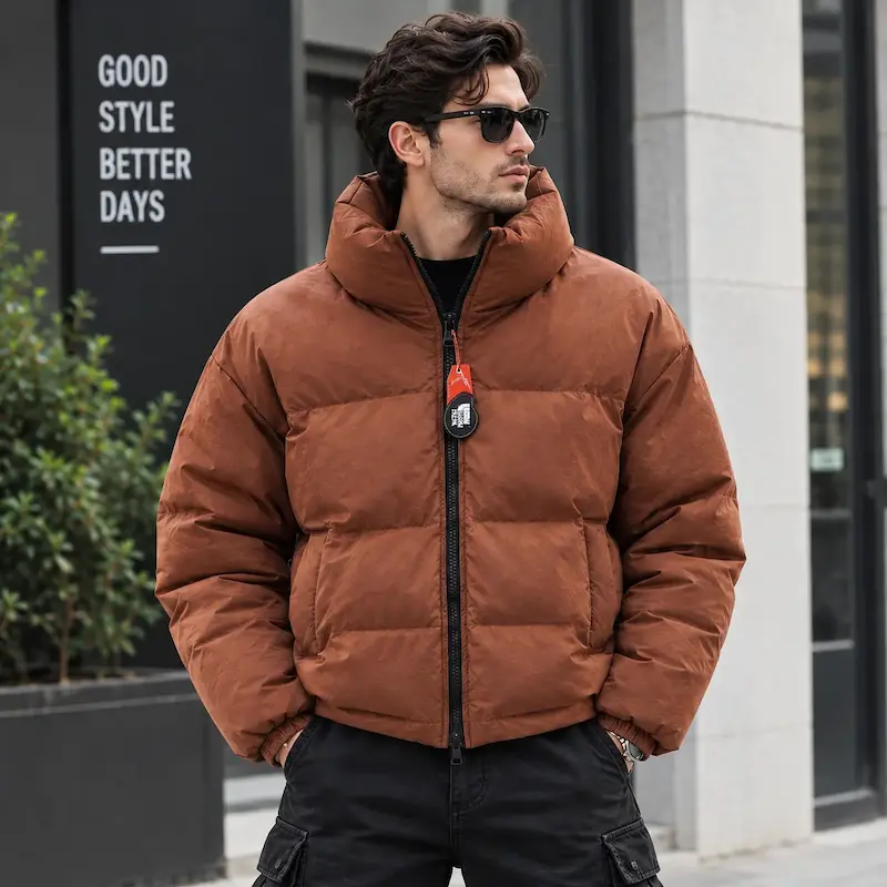کاپشن پافر آجری نورت فیس مدل Urban Freeze Edition – مناسب استایل استریت و روزمره | BAZARELL The North Face Urban Freeze Brick red Puffer Jacket – Streetwear Essential | BAZARELL