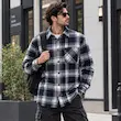 پیراهن بافت چهارخانه مردانه سرمه‌ای ضخیم دکمه‌دار BAZARELL | BAZARELL Men’s Navy Plaid Button-Up Shirt