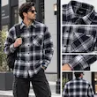 پیراهن بافت چهارخانه مردانه سرمه‌ای ضخیم دکمه‌دار BAZARELL | BAZARELL Men’s Navy Plaid Button-Up Shirt
