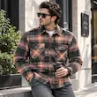 پیراهن بافت چهارخانه مردانه طرح وودلند نارنجی‌مشکی بازارل BAZARELL Men’s Orange–Black Woodland Checkered Shirt