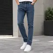 شلوار جین مردانه اسلیم فیت آبی کلاسیک با طراحی پنج‌جیب و فرم فیت پاچه | BAZARELL