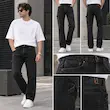 شلوار جین مردانه نیم بگ مشکی ذغالی | Modern Relaxed Baggy Black Jeans