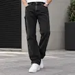 شلوار جین مردانه نیم بگ مشکی ذغالی | Modern Relaxed Baggy Black Jeans