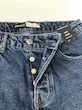 شلوار جین مام فیت مردانه آبی زاپ‌دار BAZARELL | Blue Distressed Mom Fit Jeans
