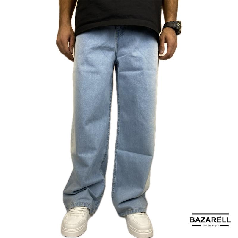 شلوار جین گشاد آبی روشن مردانه – استایل خیابانی ترندی  | Men’s Light Blue Baggy Jeans – Trendy Street Style