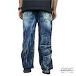شلوار جین گشاد تیره طرح‌دار مردانه – استایل خاص و منحصربه‌فرد  |  Men’s Dark Wash Baggy Jeans with Unique Pattern – Bold Streetwear Style