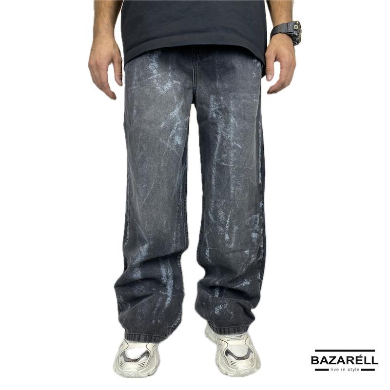 شلوار جین بگ ذغالی مردانه با افکت آبرنگی با شست خاص – استایلی متفاوت و ترندی برای خاص‌پسندان Men’s Charcoal Baggy Jeans with special wash and Watercolor Wash Effect – Unique & Trendy Streetwear