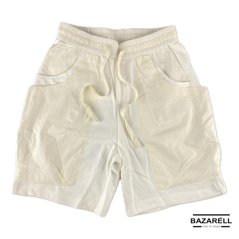 شلوارک سفید-آیوری مردانه با جیب‌های اورسایز؛ مینیمال و مدرن Men’s Ivory White Oversized Pocket Shorts | Minimal & Modern