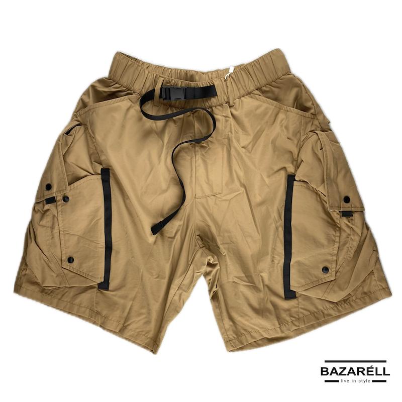 شلوارک کارگو شنی مردانه با جزییات مشکی طرح بالنسیاگا؛ استایل ماجراجویانه و کاربردی Men’s Sand Cargo balenciaga Shorts with Black Details | Adventure & Utility Style