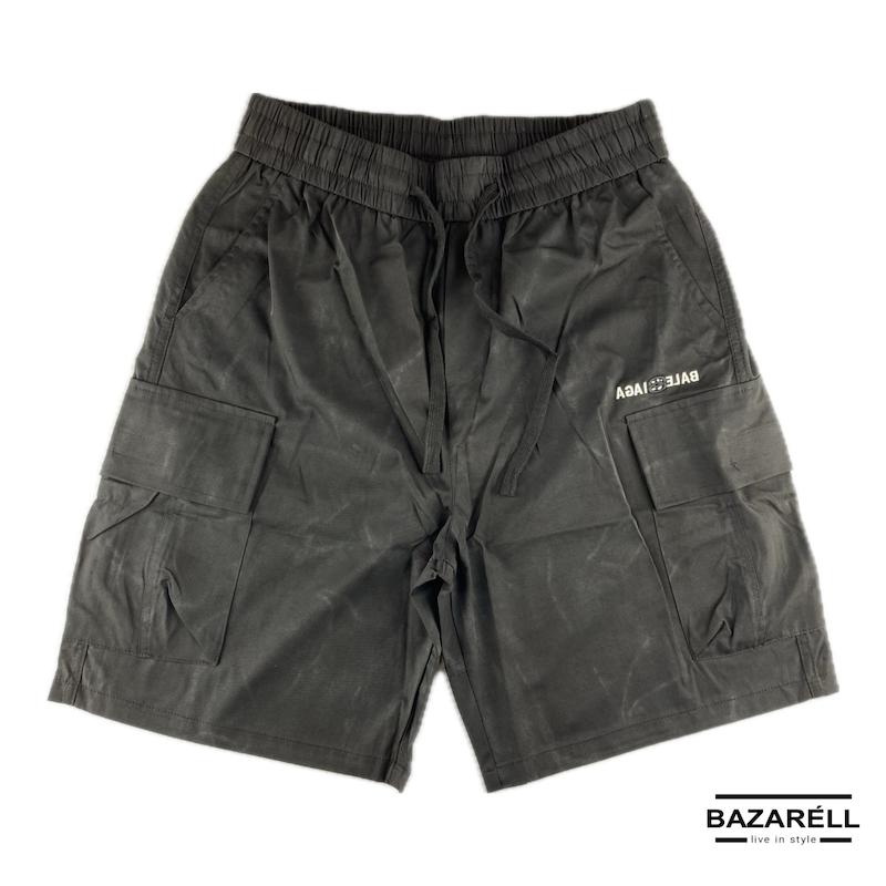 شلوارک مردانه کارگو مشکی طرح BALENCIAGA با استایل خیابانی و جیب‌های کاربردی | Men’s Black Cargo Shorts BALENCIAGA Inspired – Streetwear Style with Utility Pockets