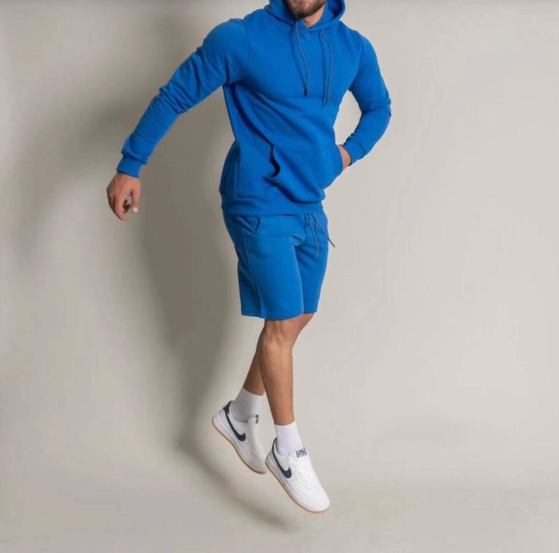 ست هودی و شلوارک آبی مردانه | انرژی و استایل خیابانی در یک نگاه Men’s blue Hoodie & Shorts Set | Bold Streetwear Energy