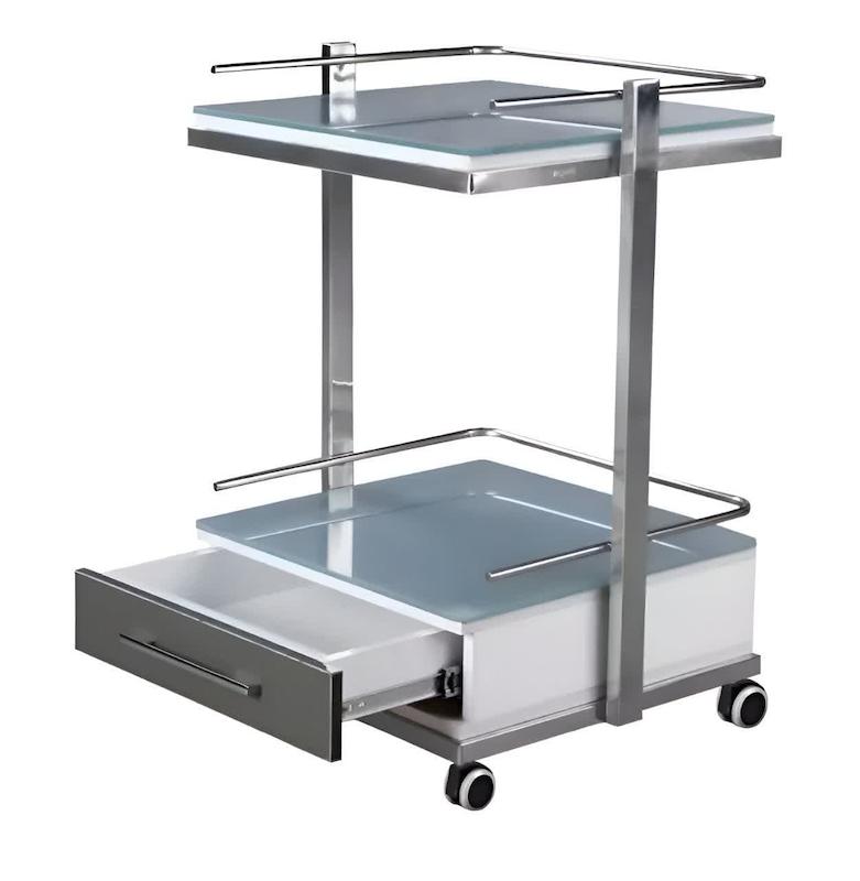 ترالی شیشه ای دوطبقه + کشو پایین مدل PS-201P