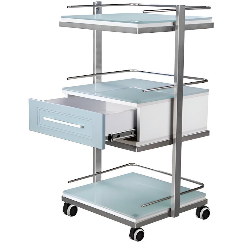 ترالی شیشه‌ای سه طبقه+کشو وسط مدل ps-302