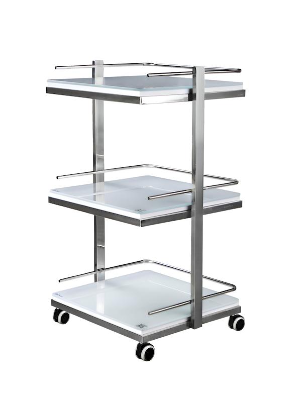 ترالی شیشه‌ای سه طبقه بدنه استیل مدل ps-300
