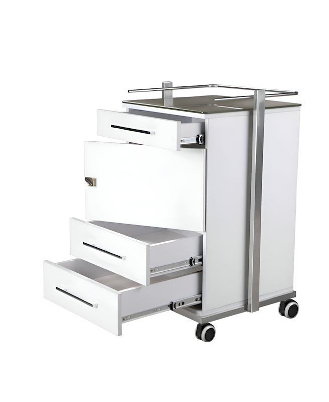 ترالی شیشه‌ای دو طبقه دو کشو پایین + کشو بالا ۱۰ سانت + کمد وسط مدل ps-420