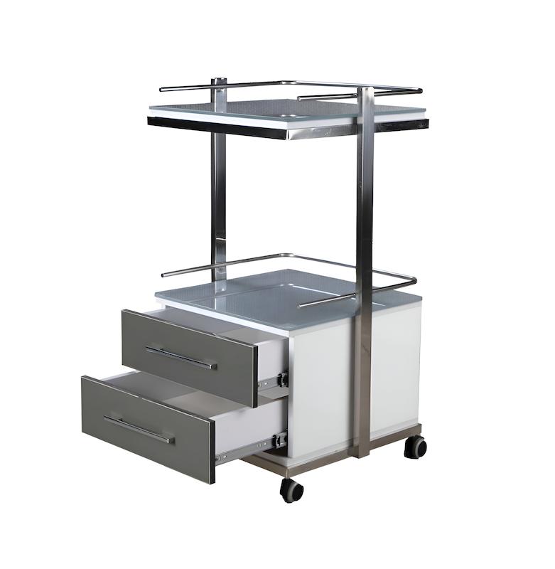 ترالی شیشه‌ای دو طبقه +دو کشو پایین مدل ps-202